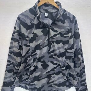 Old Navy grey and black fleece quarter zip pullover